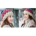 Women Warm Beanie Crocheted Knitted Hat with Pompom